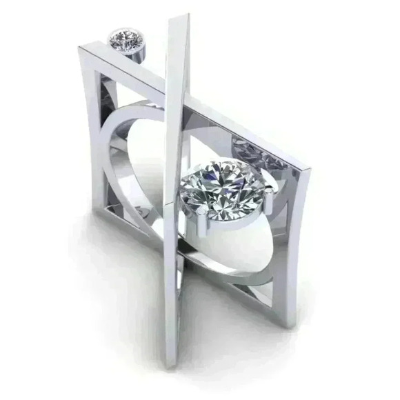 🍁Unique 925 Silver Plated X Overlapping Curious Ring, GPMB1427 - Picture 3 of 4